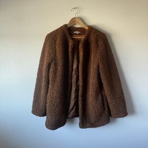 Max Studio Teddy Sherpa Boucle‎ Open Front Jacket